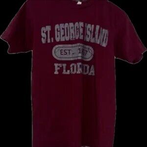 Maroon St. George Island T-Shirt small Tts ladies tee maroon and gray classic T